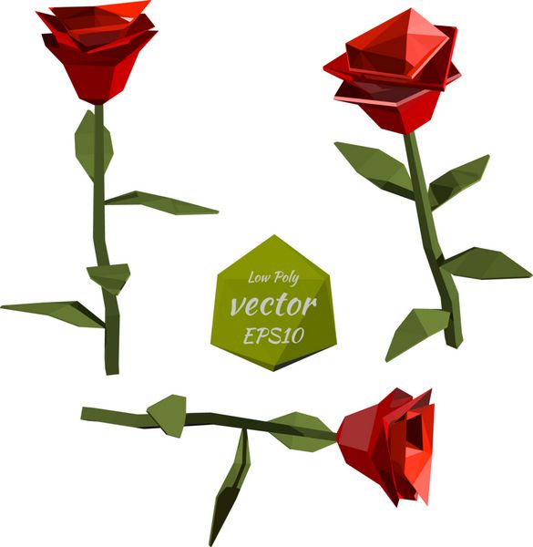 گل رز قرمز در سبک کم پلی وکتور