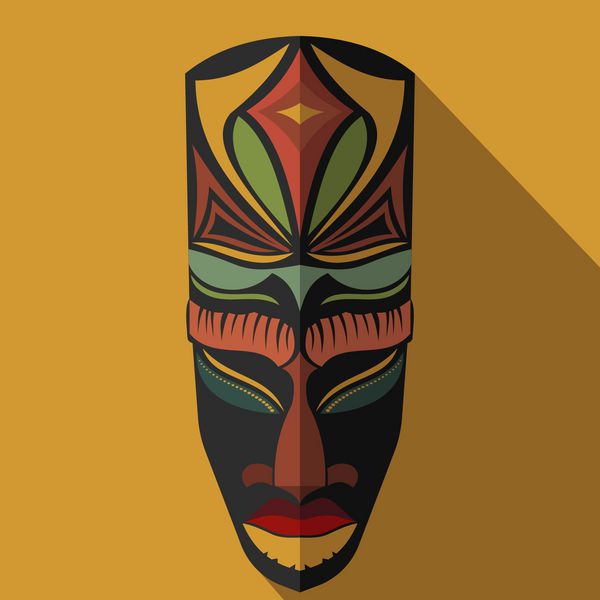 ماسک قبیله ای قومی آفریقایی در پس زمینه رنگی