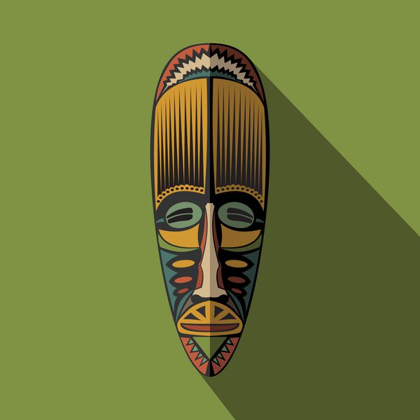 ماسک قبیله ای قومی آفریقایی در پس زمینه رنگی