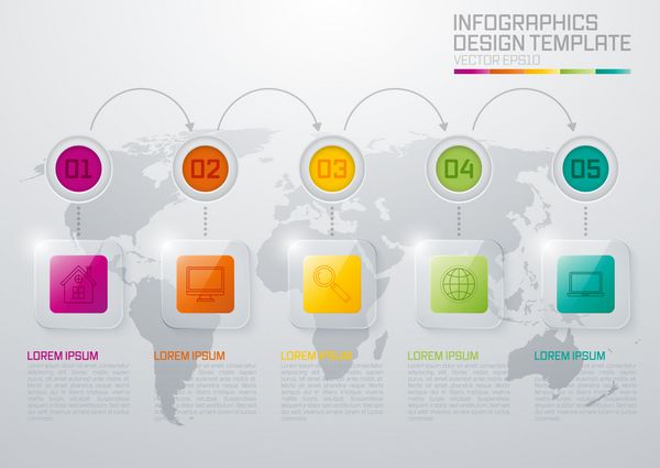 اینفوگرافیک وکتور پنج گزینه