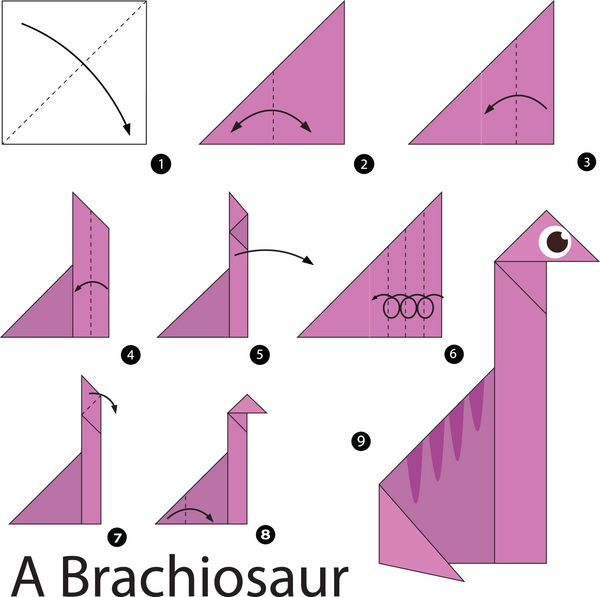 آموزش گام به گام ساخت اوریگامی براکیوسور