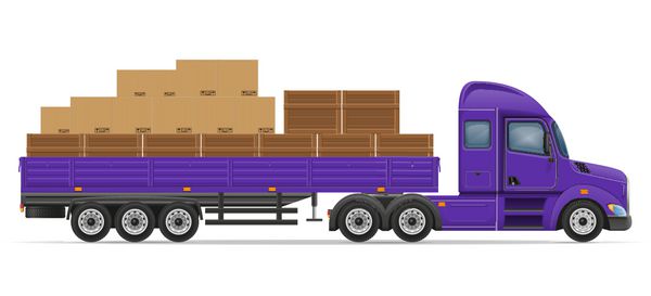کامیون نیمه تریلر برای حمل و نقل کالا مفهوم وکتور il