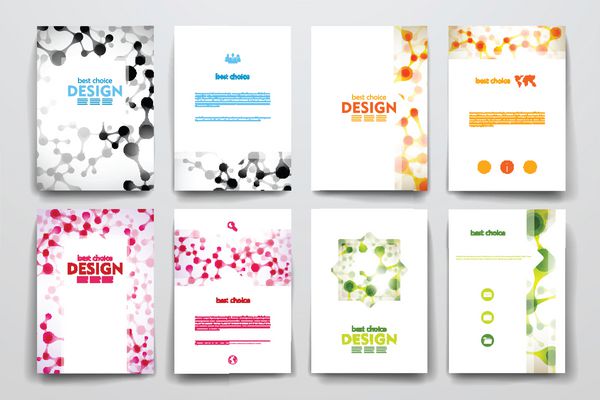 مجموعه بروشور قالب های طراحی پوستر به سبک مولکول DNA