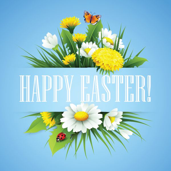 تبریک عید پاک تخم مرغ با حروف گل وکتور