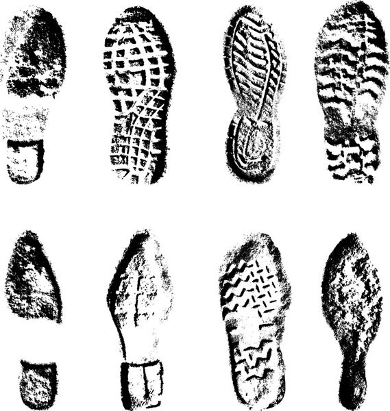 مجموعه حک کف کفش شبح سیاه و سفید وکتور