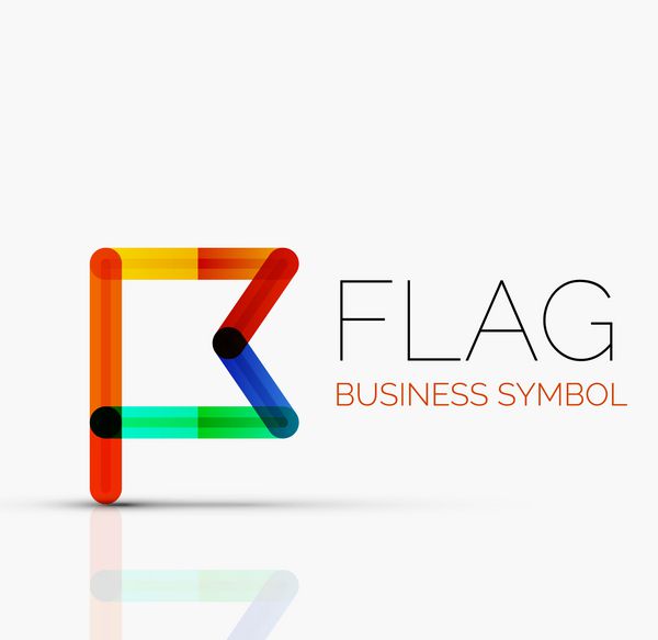 پرچم لوگو نماد تجاری هندسی خطی انتزاعی