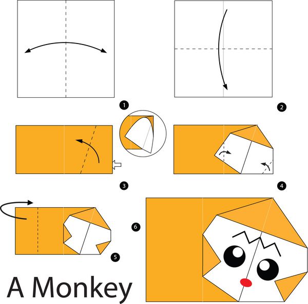 آموزش گام به گام ساخت اوریگامی میمون