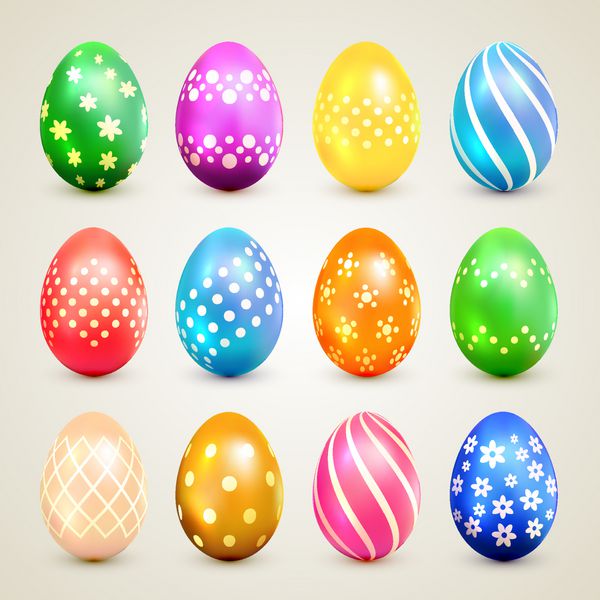 تخم مرغ های رنگارنگ عید پاک با نقش های تزئینی