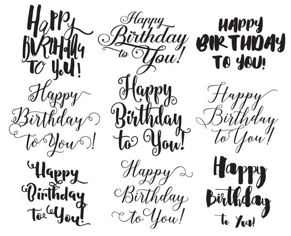 مجموعه کتیبه های تولدت مبارک حروف کشیده شده با دست خوشنویسی