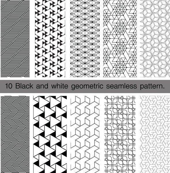 مجموعه ای از الگوی بدون درز هندسی سیاه و سفید