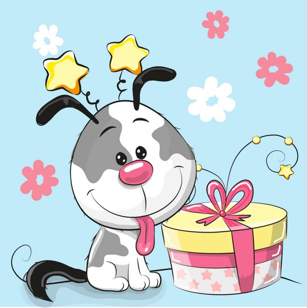 کارت تبریک توله سگ ناز با هدیه