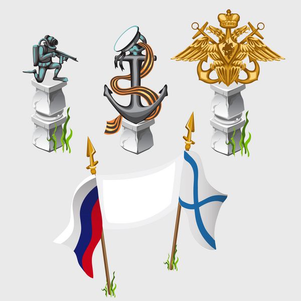 پرچم روسیه و نیروی دریایی نشان نمادها بنای تاریخی