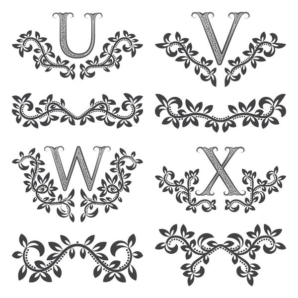 طراحی ست عناصر زینتی و مونوگرام گل به سبک اوکی وینتیج تزیینات پرنعمت صفحه
