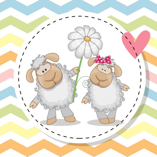 کارت تبریک با دو گوسفند