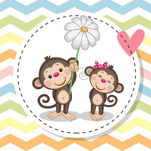 کارت تبریک با دو میمون