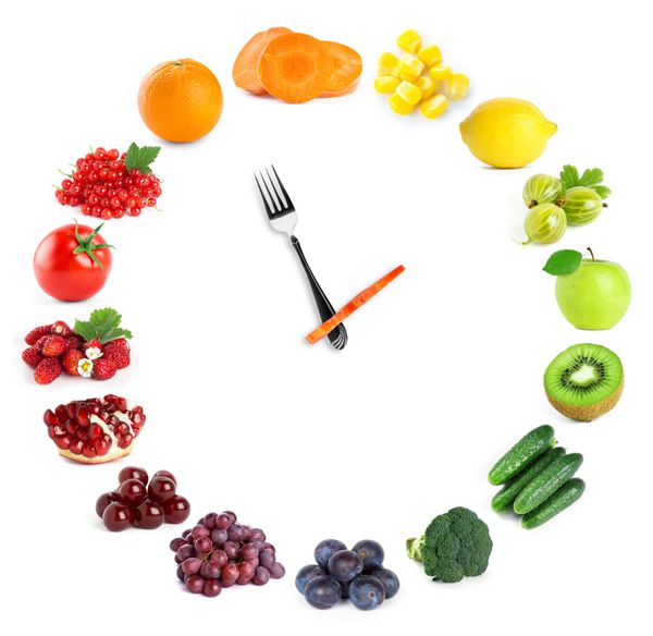 ساعت غذا با میوه و سبزیجات