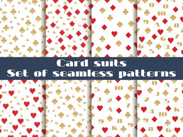 مجموعه ای از الگوهای بدون درز با لباس های کارتی کارت های اعداد بردار