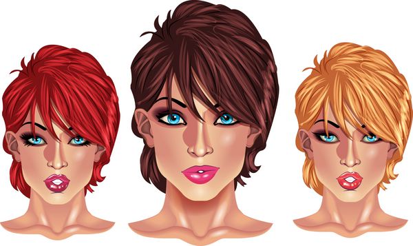 دختران زیبا با مدل موهای کوتاه - سه زن خوش تیپ با مدل موهای کوتاه در رنگ های مختلف