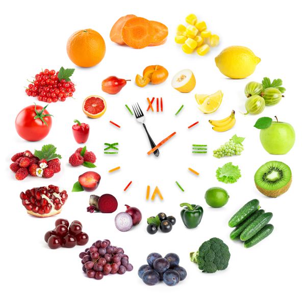 ساعت غذا با میوه و سبزیجات