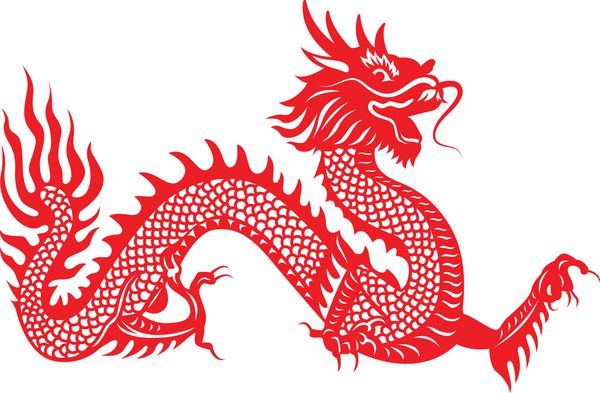 نمادهای زودیاک چین اژدها برش کاغذ قرمز