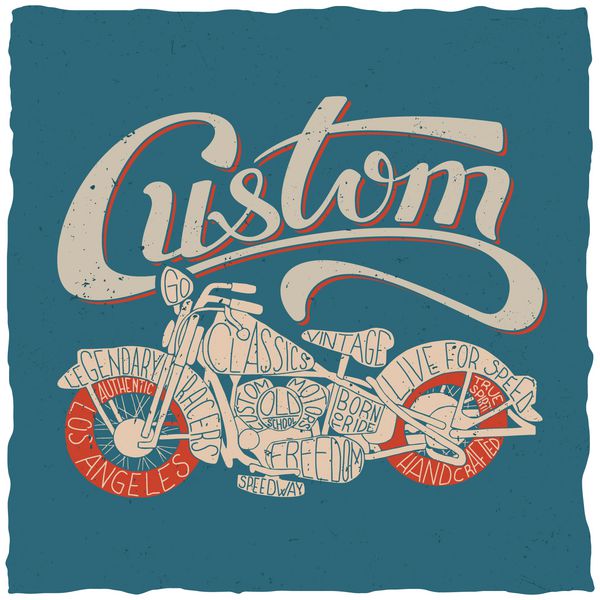 موتور سیکلت های سفارشی با دست کشیده تصویر حروف طراحی برای تی شرت پوستر کارت تبریک و غیره