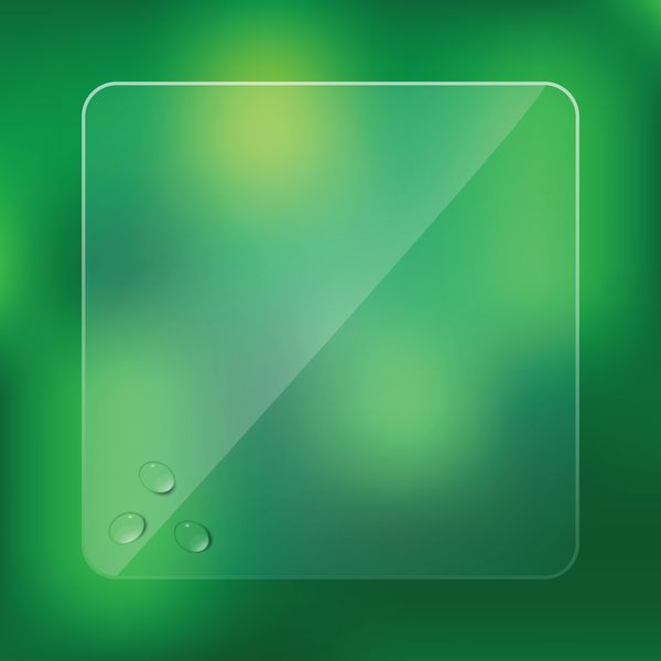 قاب شیشه ای با قطرات آب در پس زمینه سبز تار وکتور
