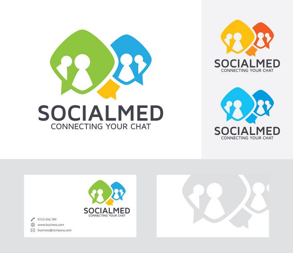 لوگوی وکتور رسانه های اجتماعی با رنگ های جایگزین و قالب کارت ویزیت