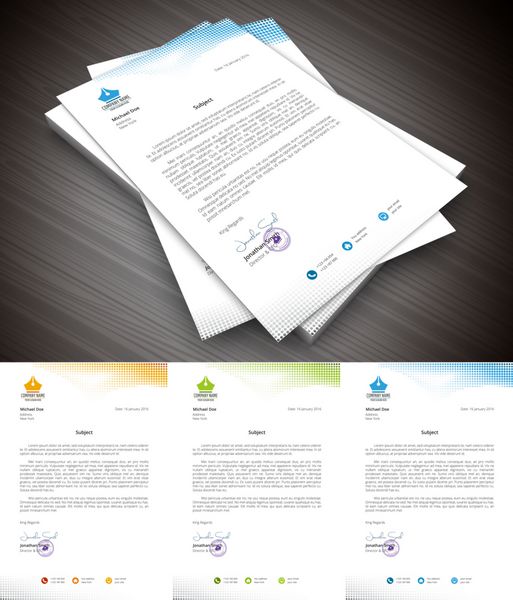 letterhead file حاوی متن قابل ویرایش ai jpeg و لینک فونت رایگان است