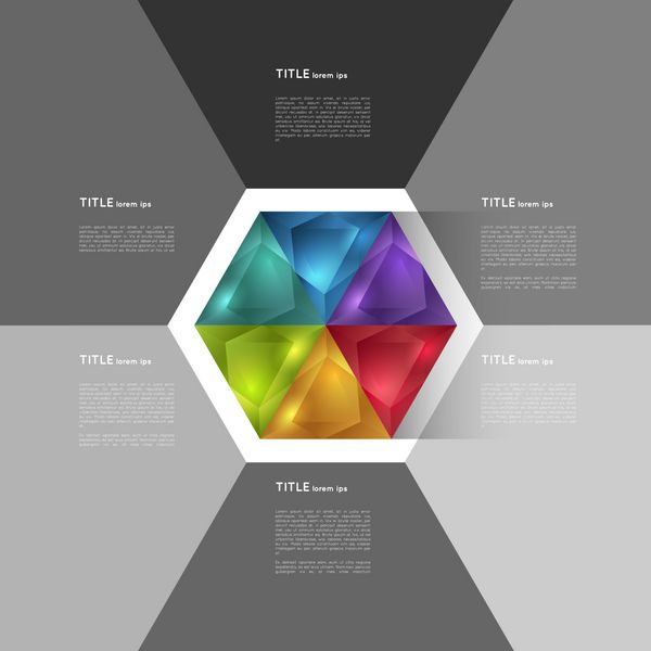 الگوی اینفوگرافیک انتزاعی با شش ضلعی رنگارنگ عنصر طراحی