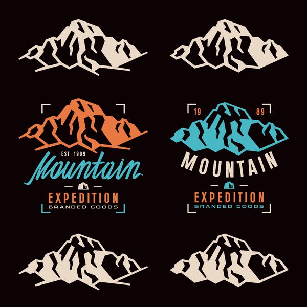 برچسب های سفر کوهستانی نشان ها و عناصر طراحی