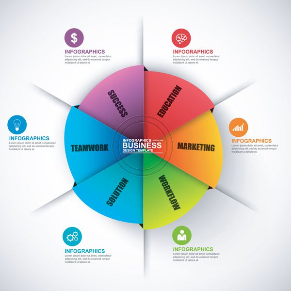 قالب طرح وکتور دایره اینفوگرافیک