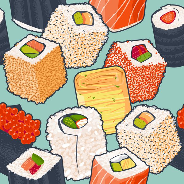 رول سوشی کلوزآپ غذاهای سنتی ژاپنی الگو
