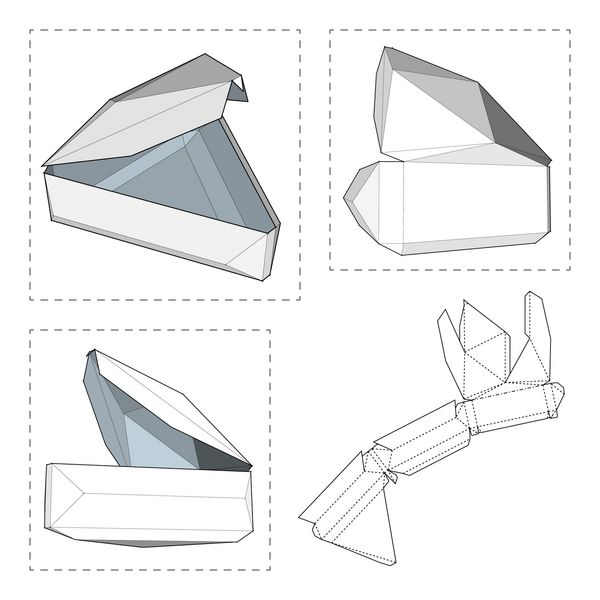جعبه با قالب قالب جعبه بسته بندی برای غذا هدیه یا سایر محصولات در پس زمینه سفید جدا شده است آماده برای طراحی شما وکتور بسته بندی محصول