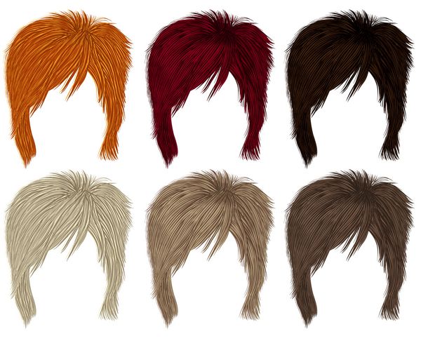 مجموعه ای از موهای کوتاه رنگ های مختلف