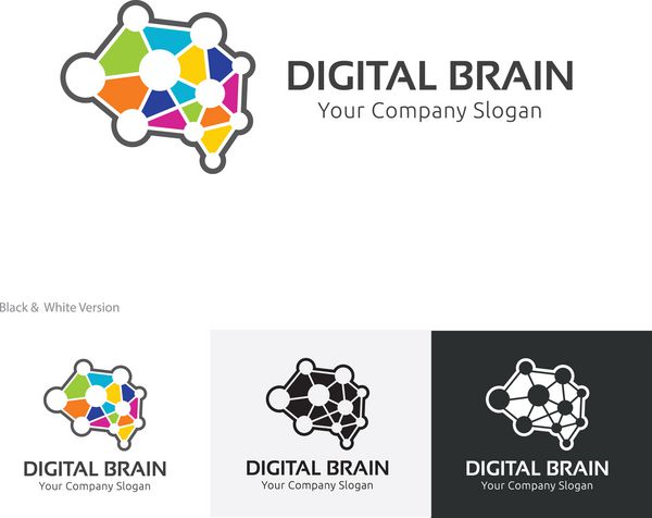 لوگوی دیجیتال مغز الگوی لوگوی مغز آرم ایده