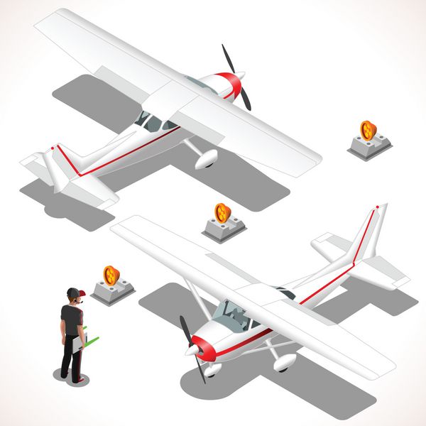 هواپیما وکتور هواپیمای فوق سبک صفحات ایزومتریک سه بعدی تخت وسایل نقلیه ایزومتریک عناصر اینفوگرافیک