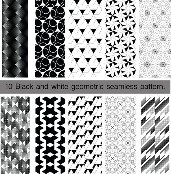 مجموعه ای از الگوی بدون درز هندسی سیاه و سفید