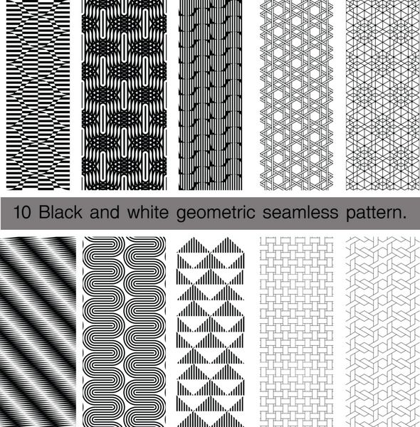 مجموعه ای از الگوی بدون درز هندسی سیاه و سفید
