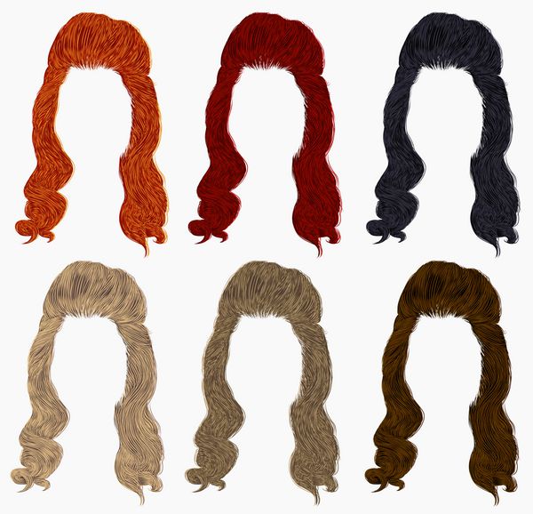 ست موهای مجعد بلند رنگ های مختلف سبک رترو حالت دادن به موهای بلند