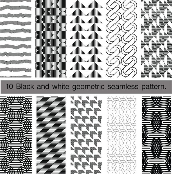 مجموعه ای از الگوی بدون درز هندسی سیاه و سفید