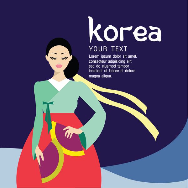 زن زیبای سنتی کره ای سنت کره ای وکتور