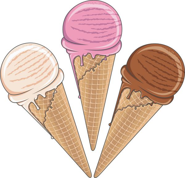 ست رنگ بستنی خوش طعم وکتور اشیاء جدا شده در پس زمینه سفید