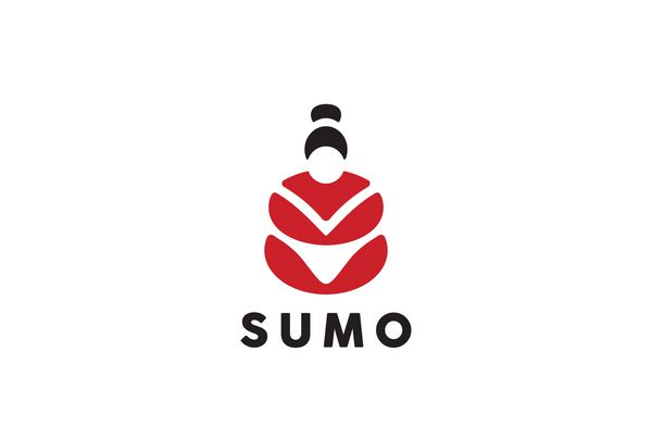 طراحی لوگو کشتی گیر سومو وکتور رول سوشی آشپزی ژاپنی