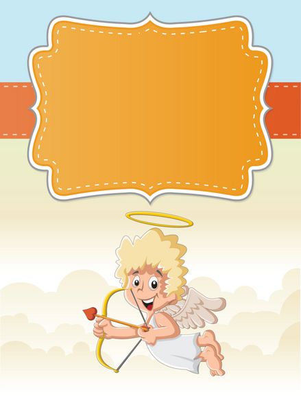 کارتونی خنده دار پسر فرشته کوپید در بهشت که کسی را هدف قرار می دهد