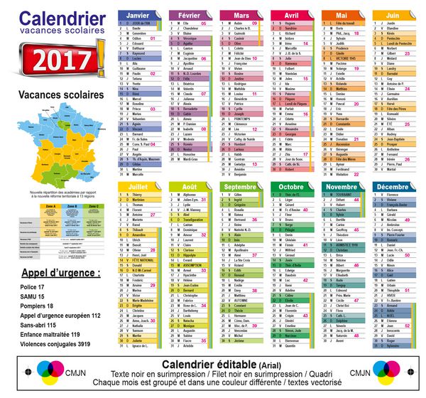 calendrier epditable 2017 - 17
