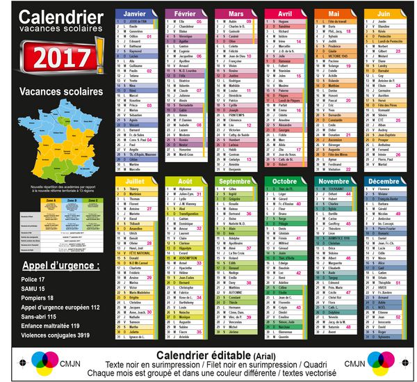 calendrier epditable 2017 - 19