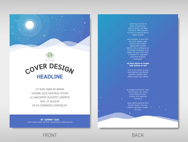 طراحی قالب جلد کتاب بروشور بروشور یا گزارش با تم مهتابی و کوهستانی سایز a4