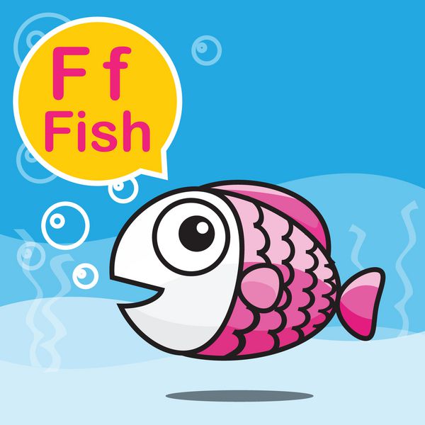 کارتون و الفبای رنگ ماهی برای کودکان برای یادگیری وکتو