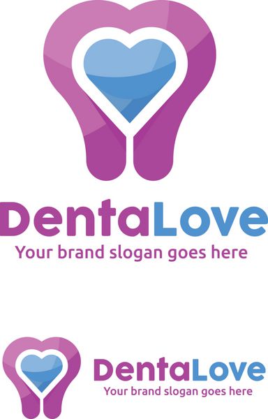 لوگوی کلینیک عشق دندانپزشکی آرم دندانپزشک با نماد قلب و دندان