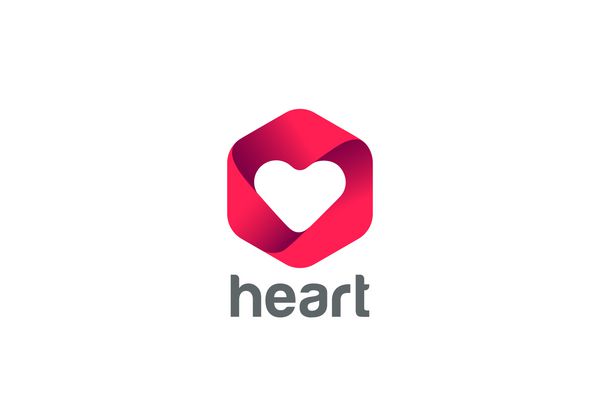 وکتور طراحی لوگو قلب نماد عشق بی نهایت روز مبارک